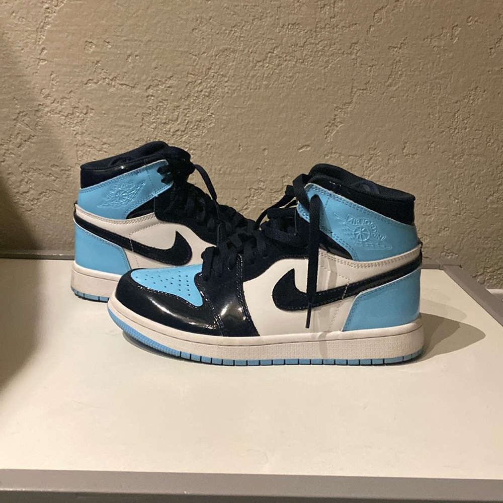 Blue Nike Air Jordan's, Women's size 7 US. Worn once, purchased used.